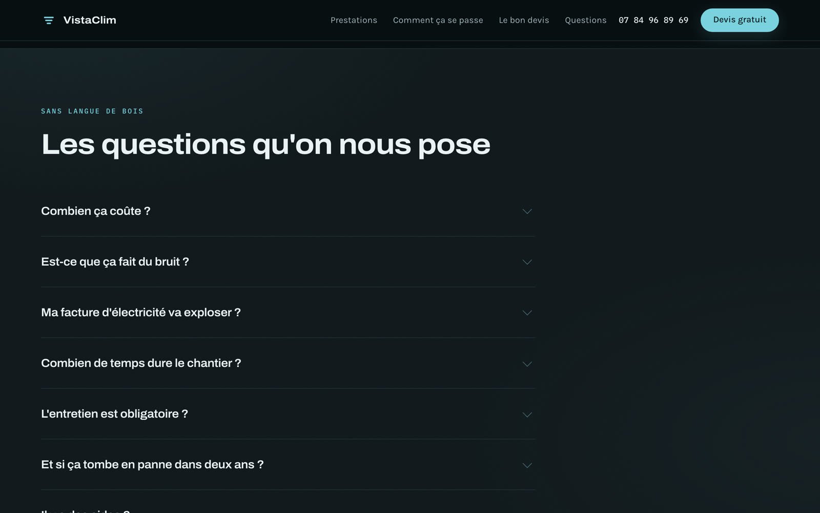 La foire aux questions du site VistaClim.